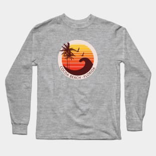 Cocoa Beach Florida Retro Sunset Design Long Sleeve T-Shirt